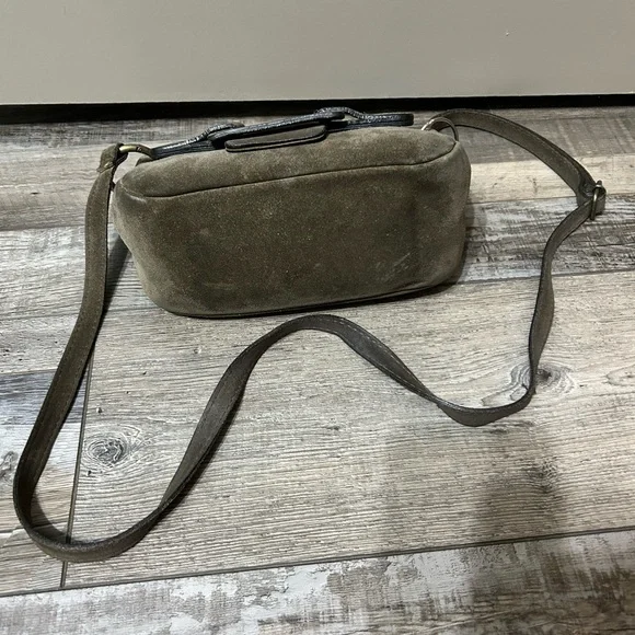 Sundance Grey Taupe Leather suede Crossbody Bag purse Made in Italy - Picture 3 of 9